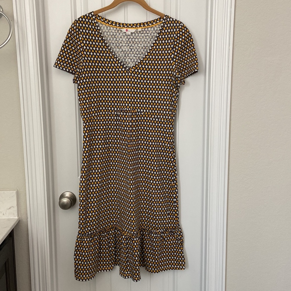 Boden Melissa Blue, Yellow & White Jersey Cotton Dress